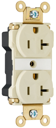 Product image for Pass & Seymour PT5362-AI PlugTail™ Industrial Extra Heavy-Duty Spec Grade Duplex Receptacle, 20A 125V - Ivory