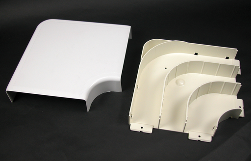 Product image for Wiremold 5511FO 9-3/16" Ivory Non-Metallic Multiple Channel Raceway Radiused Full Capacity Flat Elbow