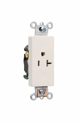 Product image for Pass & Seymour 26361-LA Heavy-Duty Decorator Spec Grade Single Receptacle, Back & Side Wire, 20A 125V - Light Almond