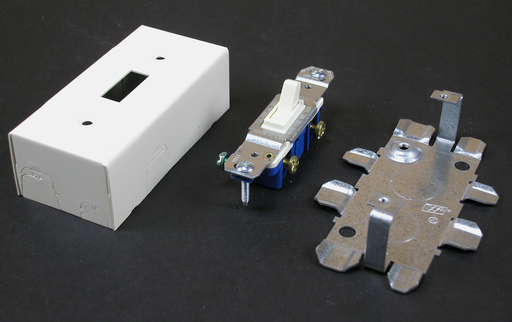 Product image for Wiremold V57240 4-1/8 x 2 x 1-3/8" 125 Volt Ivory Steel 1-Pole 1-Channel Raceway Switch and Box