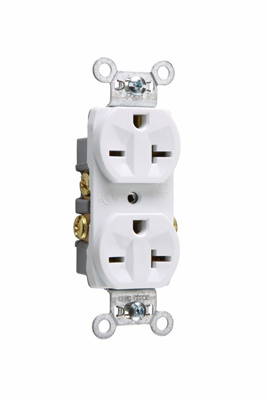 Product image for Pass & Seymour 5850-W Commercial Spec Grade Duplex Receptacle Side Wire 20A 250V - White