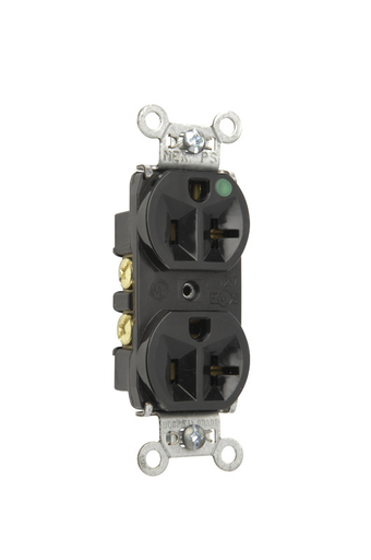 Product image for Pass & Seymour 8300-HBK Heavy-Duty Hospital Grade Compact Design Duplex Receptacle, Back & Side Wire, 20A 125V - Black