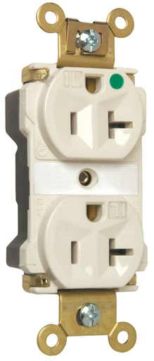 Product image for Pass & Seymour PT8300-ILI PlugTail™ Extra Heavy-Duty Hospital Grade Illuminated Duplex Receptacle, 20A 125V - Ivory