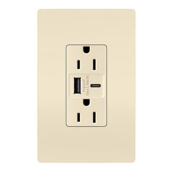 Mayer-DDS-radiant® 15A Tamper-Resistant Ultra-Fast USB Type A/C Outlet, Light Almond-1
