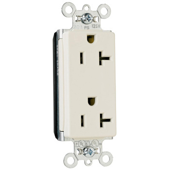Product image for Pass & Seymour PT26352-LA PlugTail™ Decorator Spec Grade Duplex Receptacle 20A 125V - Light Almond