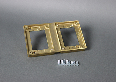 Product image for Wiremold 827T 4.524 x 3.48 Inch 2-Gang Brass Floor Box Tile Flange