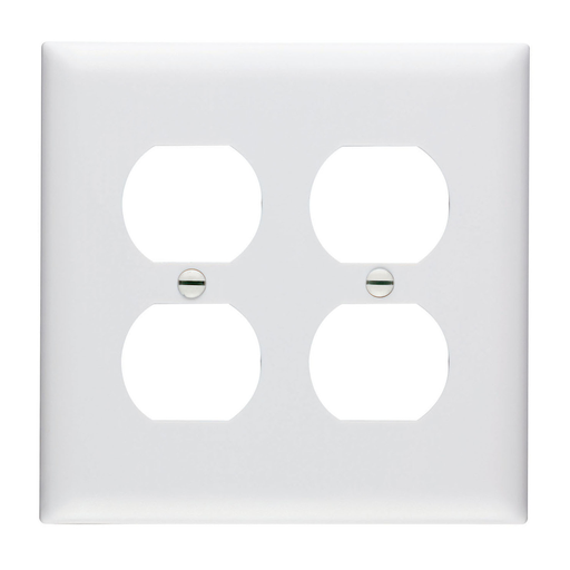 Pass & Seymour TP82-W 2Gang Wall Plate, Duplex Receptacle, Nylon, Standard - White Product image for Pass & Seymour TP82-W 2Gang Wall Plate, Duplex Receptacle, Nylon, Standard - White
