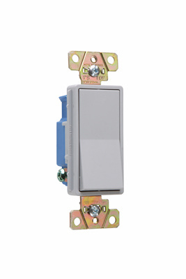 Product image for Pass & Seymour 2601-GRY Single Pole, Back and Side Wire, Decorator Switch, 15 amps, 120/277V - Gray.