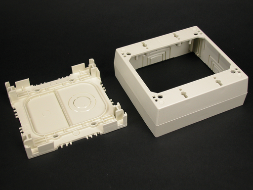 Product image for Wiremold PSB2WH 4-3/4 x 4-7/8" White Non-Metallic 1-Channel 2-Gang Device Box