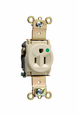 Product image for Pass & Seymour 8201-I Heavy-Duty Hospital Grade Single Receptacle, Back & Side Wire, 15A 125V - Ivory