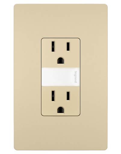 Product image for Pass & Seymour NTL-885TRICC6 15A 125V Tamper-Resistant Duplex Outlet w/ LED Night Light - Ivory