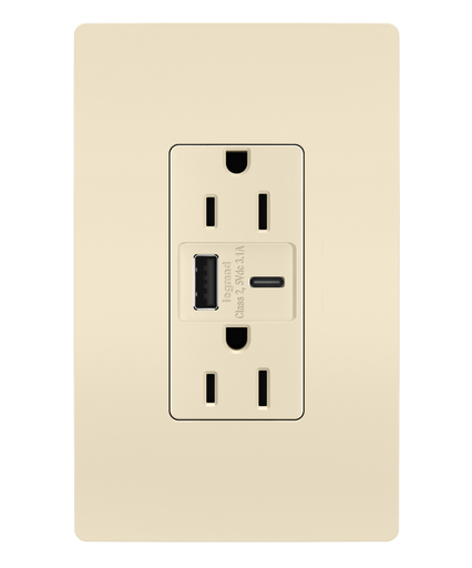 Mayer-DDS-radiant® 15A Tamper-Resistant USB Type A/C Outlet, Light Almond-1