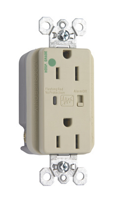 Product image for Pass & Seymour 8200-ISP 15 Amp 125 VAC 2-Pole 3-Wire NEMA 5-15R Surge Protective Duplex Receptacle - Ivory