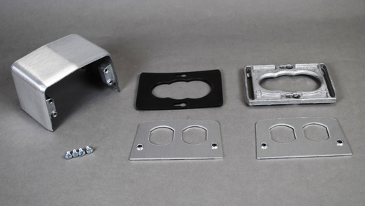 Product image for Wiremold 525G Die-Cast Aluminum 4-Piece Duplex Receptacle Pedestal Service Fitting