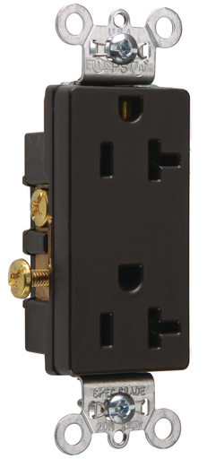 Product image for Pass & Seymour 26342-BK Heavy-Duty Decorator Spec Grade Duplex Receptacle Side Wire 20A 125V - Black