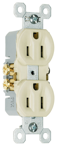 Product image for Pass & Seymour 3232-SI Duplex Self-Grounding Receptacle. 15 Amp, 125 Volt, Ivory