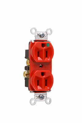 Product image for Pass & Seymour 8200-HRED Heavy-Duty Hospital Grade Compact Design Duplex Receptacle, Back & Side Wire, 15A 125V - Red