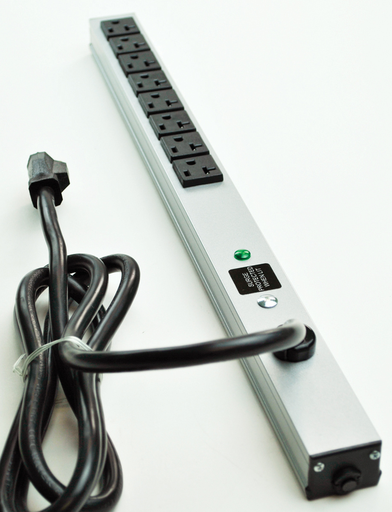 Product image for Wiremold 2008BDS20R CabinetMate Plug-In Outlet Center Unit / 120V/20A / 20" long / 8 O/L / 15' cord / Computer Grade Surge