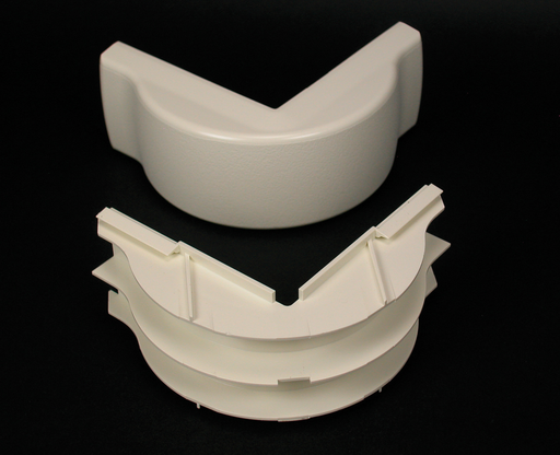 Product image for Wiremold 2318DFO 5 Inch Ivory Non-Metallic 1-Channel Raceway Radiused Divided External Elbow