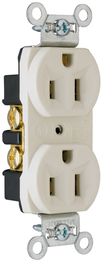 Product image for Pass & Seymour CRB5262-LA Construction Spec Grade Duplex Receptacle, Back & Side Wire, 15A 125V - Light Almond
