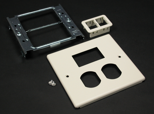 Wiremold G4047BT 4047-Series Two-Gang Cover and Ortronics TrakJackI Mini Adapter Fitting Product image for Wiremold G4047BT 4047-Series Two-Gang Cover and Ortronics TrakJackI Mini Adapter Fitting