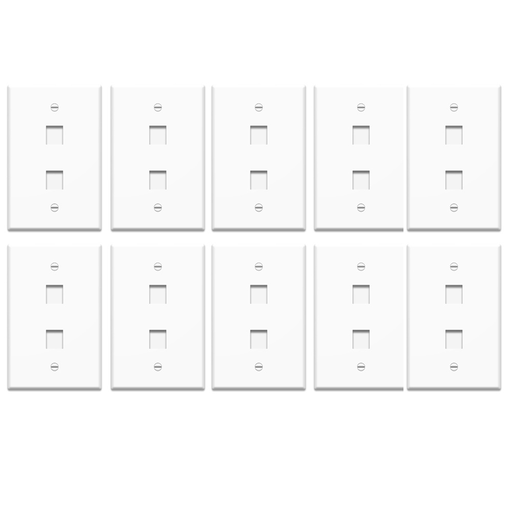 Product image for Pass & Seymour WP3402-WH-10 1-Gang 2-Port White Plastic Keystone Wallplate