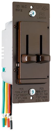 Product image for Pass & Seymour LSDC16-V Fan Speed / Dimmer Control, 3-Speed Single Pole - Brown