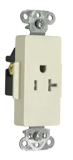 Product image for Pass & Seymour TR26361LA Tamper Resistant Back and Side Wire 20 Amp 125 Volt Heavy Duty Decorator Spec Grade Single Receptacle