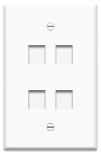 Product image for On-Q WP3304-WH 1-Gang 4-Port White High Impact Flame Retardant Plastic Oversized Keystone Wallplate