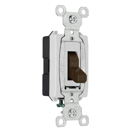 Product image for Pass & Seymour CSB20AC1 Construction 1pole Switch, Back & Side Wire, 20A 120/277V - Brown