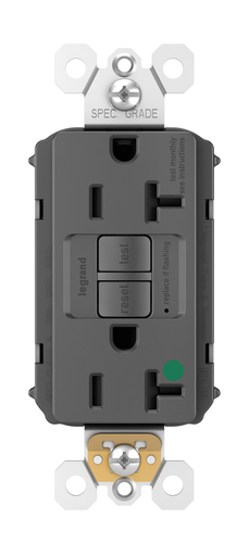 Product image for Pass & Seymour PT2097-HGBK 20A 125V Plugtail Self-Test GFCI Duplex Receptacle, Hospital Grade - Black