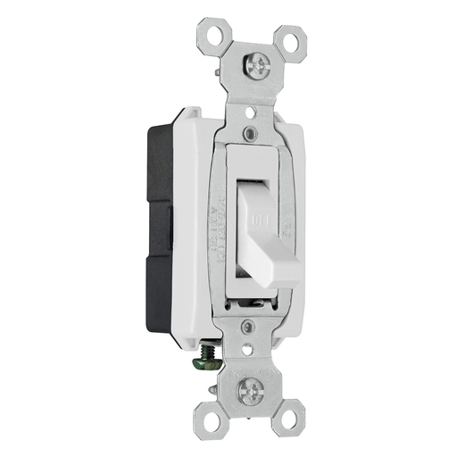 Product image for Pass & Seymour CSB15AC1-W Construction 1 Pole Switch, Back & Side Wire, 15Amp 120/277 Volt, White