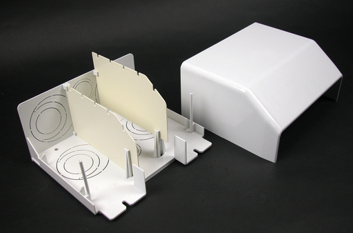 Product image for Wiremold 5550 6 x 6-5/8" Ivory Non-Metallic Multiple Channel Raceway Device Inline Bracket