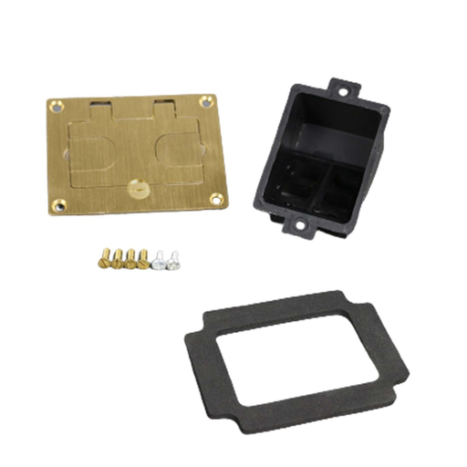 Product image for Wiremold 828COMTC 3.156 x 4.182" Brass Recessed Floor Box Communication Cover Plate