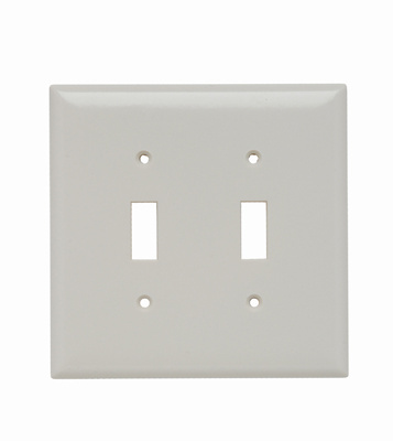 Product image for Pass & Seymour SPJ2-LA 2-Gang 2-Toggle Light Almond Smooth Thermoset Plastic Junior-Jumbo Wallplate