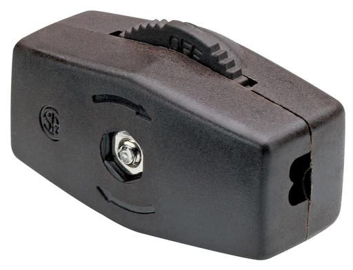 Product image for Pass & Seymour 423 1.03 x 1.38 Inch 125 Volt 6 Amp Brown Light Duty Inline Cord Switch