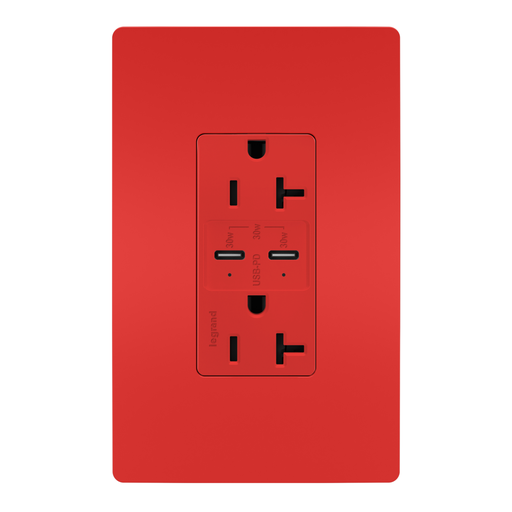 Mayer-DDS-radiant® 20A Tamper Resistant Ultra Fast PLUS Power Delivery USB Type C/C Outlet, Red-1
