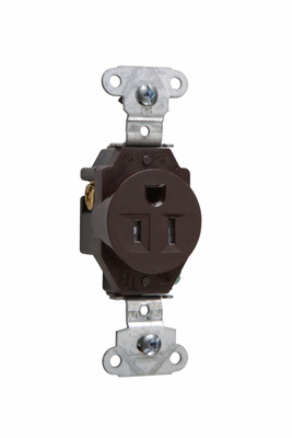 Product image for Pass & Seymour TR5251 15 Amp 125 VAC 2-Pole 3-Wire NEMA 5-15R Brown Nylon Face Tamper-Resistant Single Receptacle
