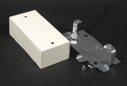 Product image for Wiremold V57242 4-1/8 x 2 x 1-3/8" Ivory Steel 1-Channel Raceway Utility Box
