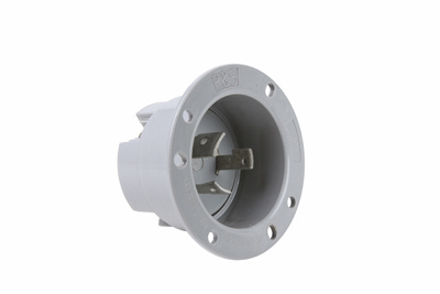 Product image for Pass & Seymour L1030FI 30 Amp 125/250 Volt 3-Wire NEMA L10-30P Gray Thermoplastic Locking Device Flanged Inlet