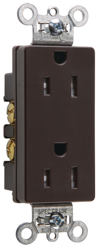 Product image for Pass & Seymour 26242 Heavy-Duty Decorator Spec Grade Duplex Receptacle Side Wire 15A 125V - Brown