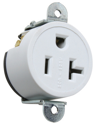 Product image for Pass & Seymour 5358-W Commercial Grade Short Strap Single Receptacle Side Wire 20A 125V - White