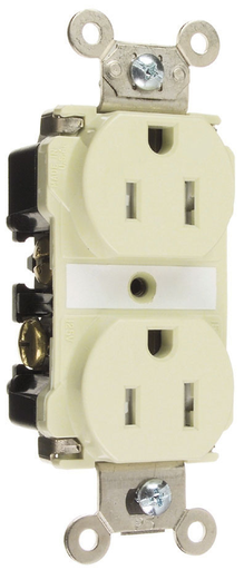 Product image for Pass & Seymour TR62-I 15 Amp 125 VAC 2-Pole 3-Wire NEMA 5-15R Ivory Nylon Tamper-Resistant Duplex Receptacle
