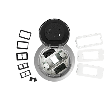 Product image for Wiremold 6ATC2PAL 6AT-Series Prewired Evolution™ Poke Thru Device, Surface Style Cover, Aluminum