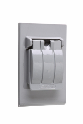 Product image for Pass & Seymour 3760 Weatherproof Cover Single Receptacle, Vertical Single CoverThree PositionFlip-Lid - Gray