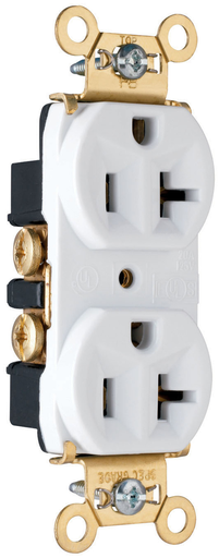 Mayer-DDS-20A 125V Heavy Duty Spec-Grade Duplex Receptacle, Back and Side Wire, White-1
