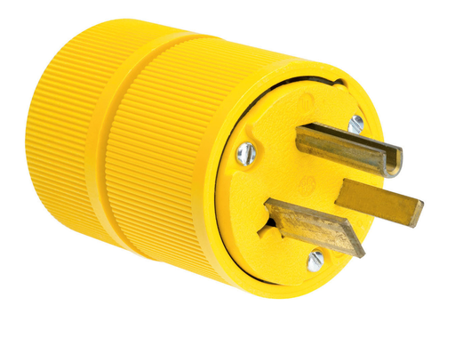 Product image for Pass & Seymour D0751 50 Amp 277 Volt 2-Pole 3-Wire NEMA 7-50P Yellow Straight Blade Power Plug