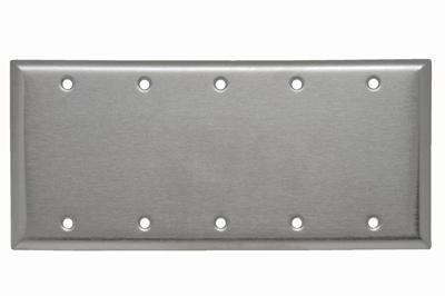 Product image for Pass & Seymour SS53 5Gang Wall Plate, Blank, Box Mount, Standard - 302/304 Stainless Steel