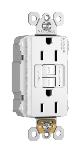Product image for Pass & Seymour PT1597-TRW 15A 125V PlugTail™ Self Test Tamper Resistant GFCI Receptacle - White