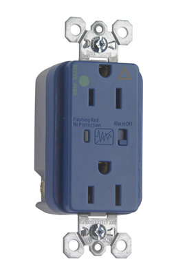 Product image for Pass & Seymour IG8200-BLSP Hospital Grade Isolated Ground Surge Protective Duplex Receptacle, Back & Side Wire, 15A 125V - Blue